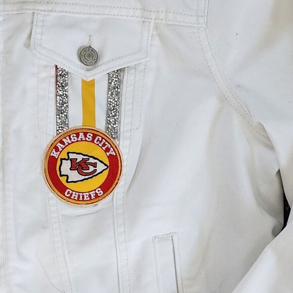 White KC Chiefs Jean Jacket - Picture 3 of 5